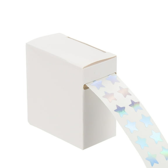 Uxcell 3/8" Star Stickers Roll, 1000 Pcs Self-Adhesive Reward Stickers for Classroom Teacher Supplies and DIY Craft, Silver