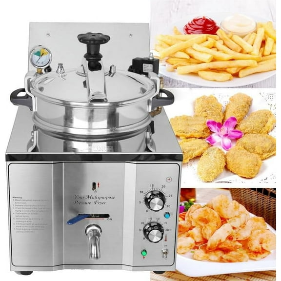Fried Chicken Stove Commercial Kitchen Deep Fryer Electric Countertop High Pressure Timer Multi-function Machine 16L