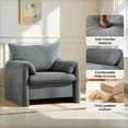 thumbnail image 4 of Chenille Oversized Armchair-Modern Accent Chair & Single Sofa Lounge, 34'' Wide, Comfortable Seating for Living Room & Bedroom, Grey 2 set, 4 of 7