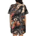 thumbnail image 6 of Fuzoiu Moonlit Crow Blossoms Print Women's Short-Sleeved Pajama Set,Lounge Sleepwear Set,Womens Pajama Sets 2 Piece,Button-Up Top and Shorts with Pockets-XX-Large, 6 of 7