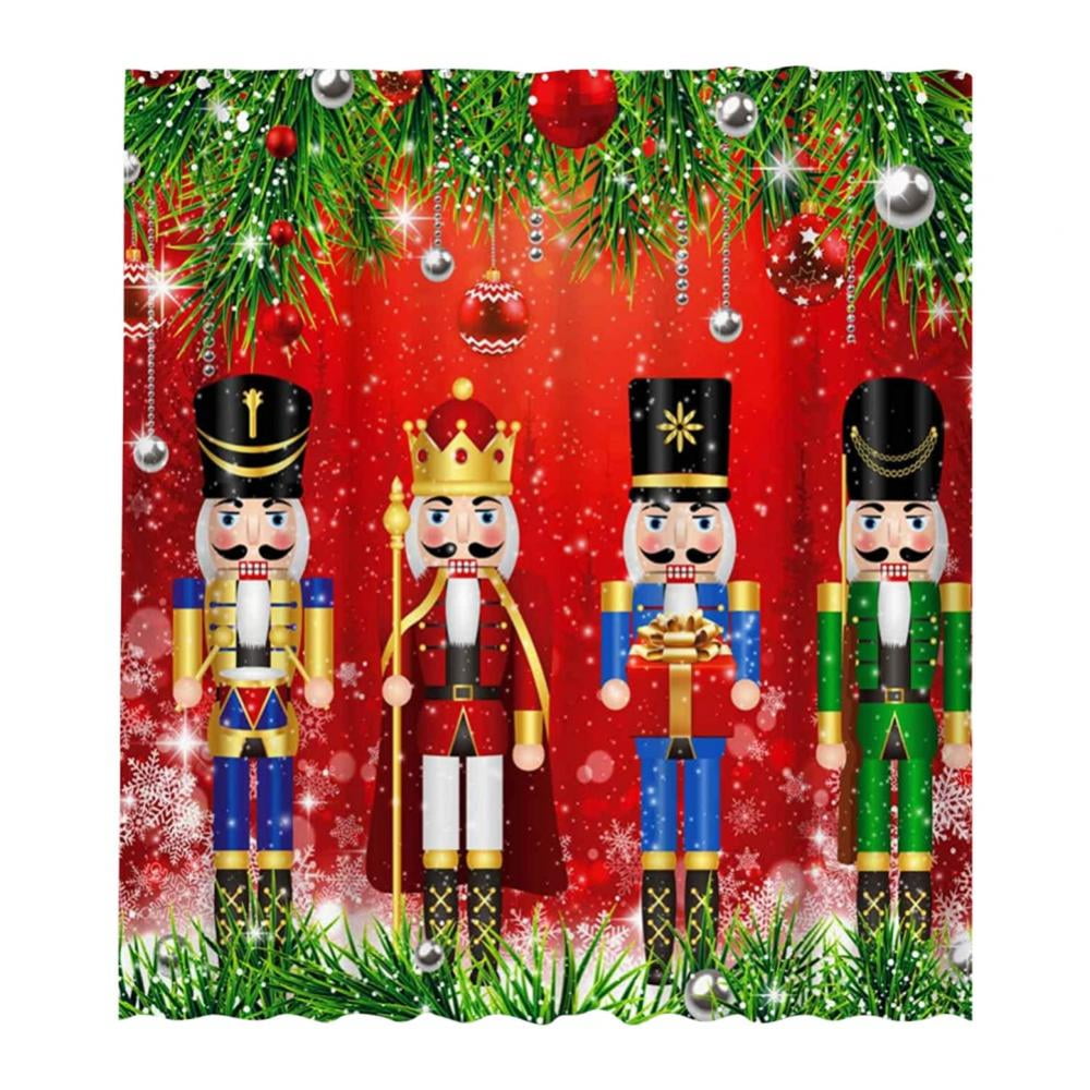 72 x 72 Inch Christmas Nutcracker Shower Curtain for Bathroom Set Merry