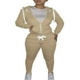 thumbnail image 1 of Women Hooded Tops Trousers Pocket Drawstring Elastic Waist Set, 1 of 7
