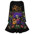 thumbnail image 5 of DIA DE LOS MUERTOS Mexico Long Sleeve Dresses For Women Vintage Elegant Party Dress Oversized V-neck Dress S-8XL, 5 of 7