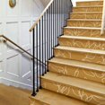 thumbnail image 1 of Flortlias 15Pcs Leather Textured Vinyl Peel and Stick Stair Riser Decals, Self-Adhesive Staircase Riser Stickers, Textured PVC Abstract Boho Leaves, Mustard Background, 1 of 5