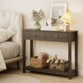 thumbnail image 5 of Aiho Console Table 39" with Drawers, Wood Entryway Table Hallway Table with Open Storage, Sofa Table for Living Room, Foyer and Corridor - Retro, 5 of 9