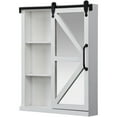 thumbnail image 3 of FirsTime & Co. White Winona Barn Door Mirrored Cabinet, Farmhouse, Square, 21 x 5.5 x 28 in, 3 of 6