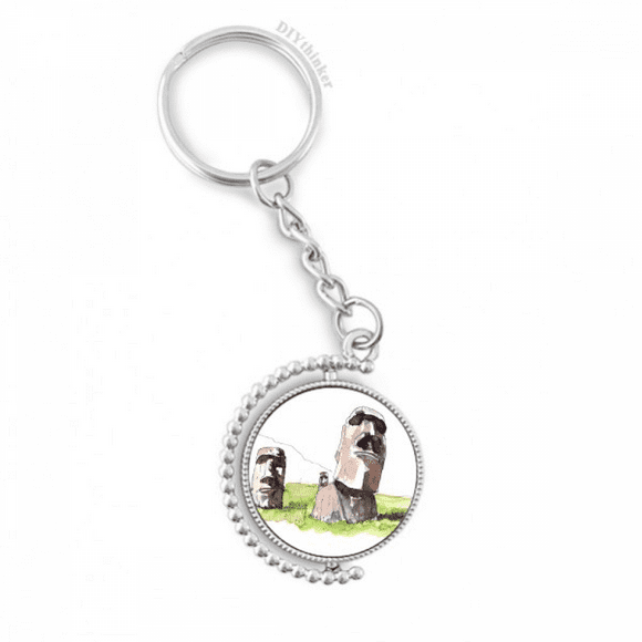 moai statues in easter island rotatable keyholder disc accessories chain clip