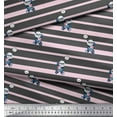 thumbnail image 2 of Soimoi Gray Cotton Voile Fabric Panda & Stripe Print Fabric by the Yard 42 Inch Wide, 2 of 3
