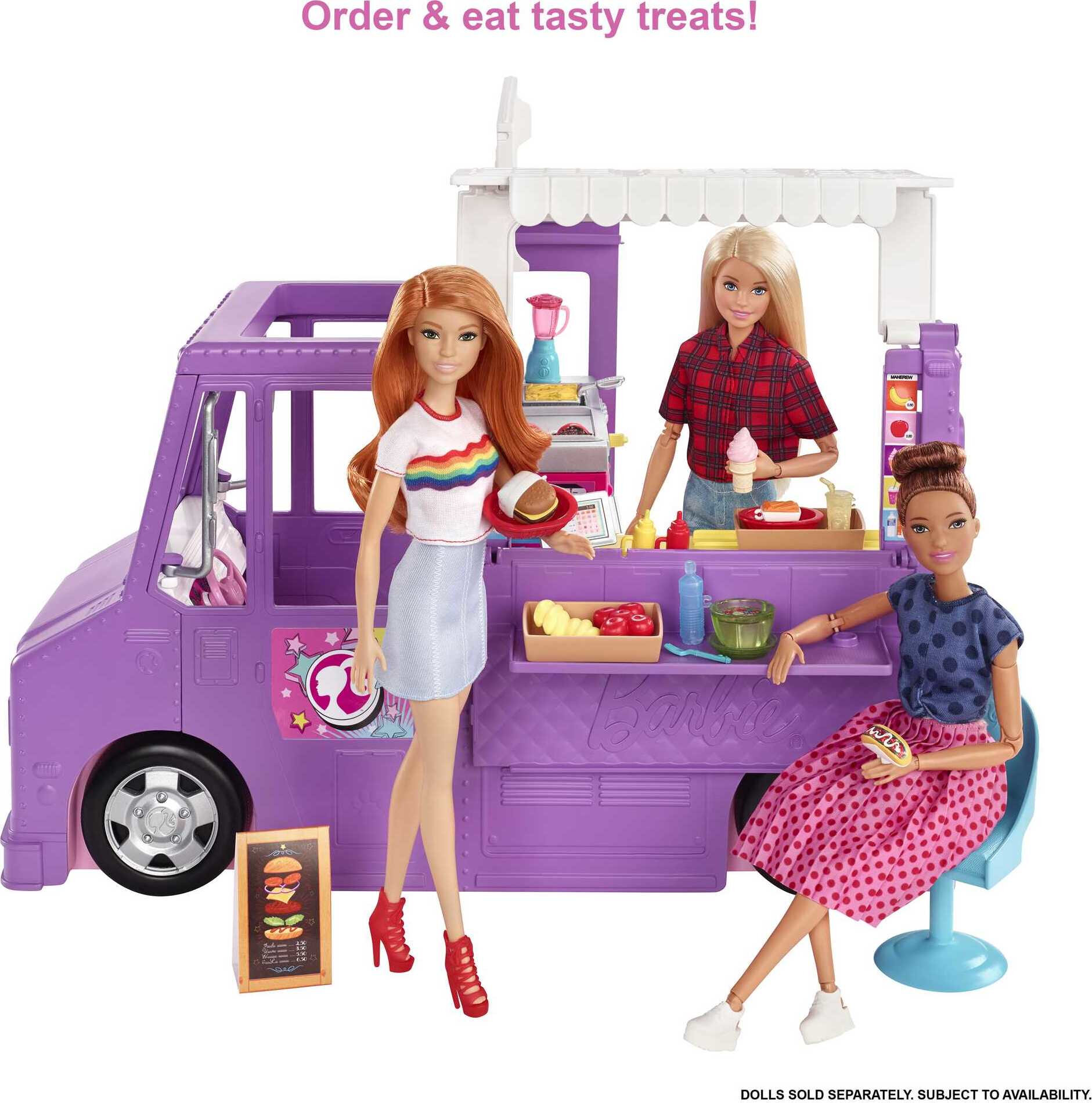 Barbie Fresh 'n Fun Food Truck Playset with Blonde Doll & 30+ Accessories. Lift Side for Kitchen - image 5 of 7