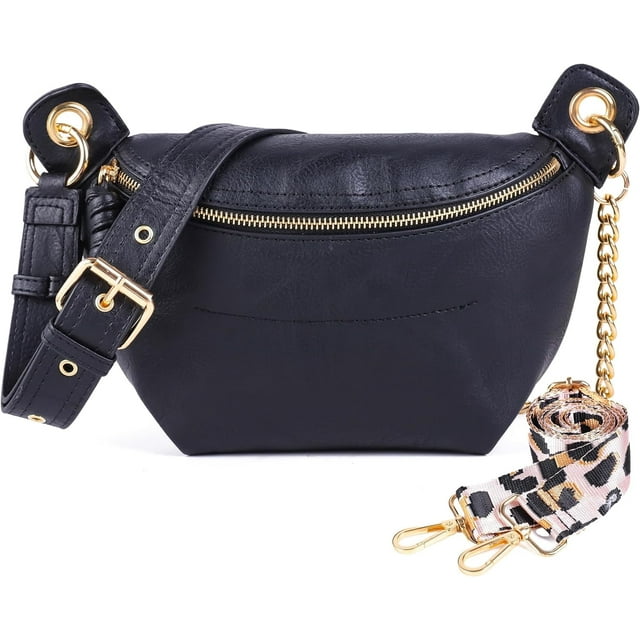 Sac Banane pour Femmes - Sacs à Bandoulière Mode avec 2 Sangles Réglables (Marron)