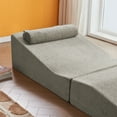 thumbnail image 3 of Foldable Tatami Lounger Sofa Bed, High-Density Sponge, Velvet Upholstery, Gray, 80.31 Inch Length, Portable Design, No Assembly Required for Living Room Bedroom Balcony Office, 3 of 10