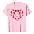 thumbnail image 4 of T-shirts de la Saint-Valentin pour Femmes Col Rond Manches Courtes Mode Imprimé Cœur T-Shirt Ample Léger Confortable Doux Basique Vêtements de Vacances Rose TTG, 4 of 4