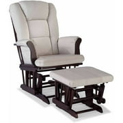 Storkcraft Swirl Tuscany Glider and Ottoman incl Lumbar Pillow Espresso with Taupe Cushions