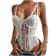 thumbnail image 2 of LSLJS Women's Fishbone Lace Patchwork Solid Color Jumpsuit with Suspender Jumpsuit,, 2 of 5