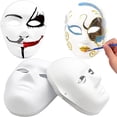 thumbnail image 1 of Paquete de 12 máscaras de papel maché, máscaras de cara completa, máscaras de papel blancas con 12 cuerdas atadas para Halloween, cosplay, fiesta de máscaras, 1 of 5
