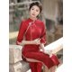 thumbnail image 1 of Cheongsam de chenilla compuesta de otoño e invierno de longitud media, cheongsam de encaje mejorado a diario, 1 of 6