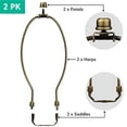 thumbnail image 2 of I Like That Lamp Complete Lamp Harp Set (2 Pack) - Brass 9? Harp (Suitable for a 10" to 11" Lampshade) - Includes Harp, Saddle Holder Base and Finial - Harp Lamp Converter For Table and Floor Lamps, 2 of 9