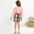 thumbnail image 4 of Toddler Kids Girl Clothes Casual Skirt Set Solid Turtleneck Knit Sweater Plaid Mini Skirt 2Pcs Fall Winter Outfits, 4 of 13