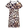 thumbnail image 3 of Animal Print, Leopard Texture Sundress Short Sleeve Dress Summer Women Clothes Dress for Women Dresses, 3 of 7