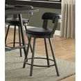 thumbnail image 3 of Counter Height 7pc Set Table w/ Wine Rack Glass Insert Top 6x Swivel Counter Height Black Chairs Dining Room Furniture, 3 of 7