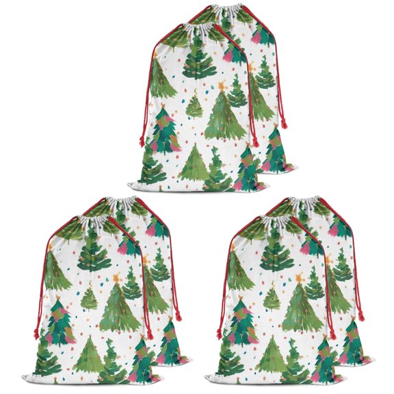 Christmas Bags Drawstring,White Christmas Watercolor Tree Pattern Large Xmas Christmas Gift Bags,Reusable for Xmas and New Year Party Favors and Supplies,27.6" X 19.7"