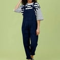 thumbnail image 2 of FAIWAD Women's Corduroy Overalls Jumpsuits Adjustable Straps Wide Leg Long Pant Romper with Pockets, 2 of 7