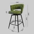 thumbnail image 3 of Bar Stools Set of 4,  Counter Height Bar Stools with Suede Woven Back, 360 Swivel Bar Stools Upholstered Bar Chair, Counter Stool Arm Chairs with Footrest, Green, 3 of 9