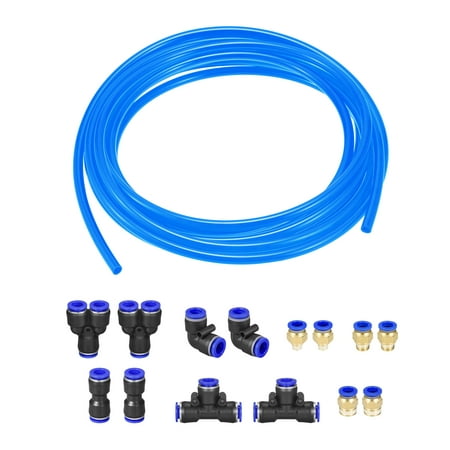 

Uxcell Pneumatic Air Hose Tubing PU Air Compressor Tube 0.25 IDx0.4 OD Pipe Blue with Connect Fitting