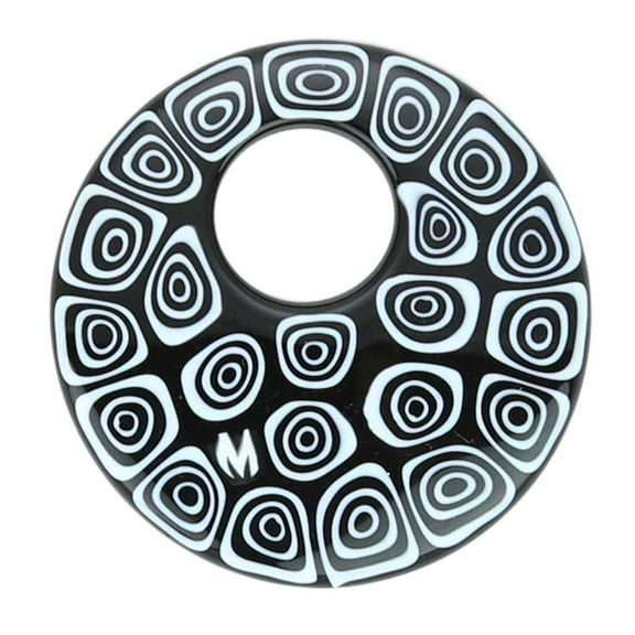 GlassOfVenice Murano Glass Millefiori Medium Round Pendant - Black and White