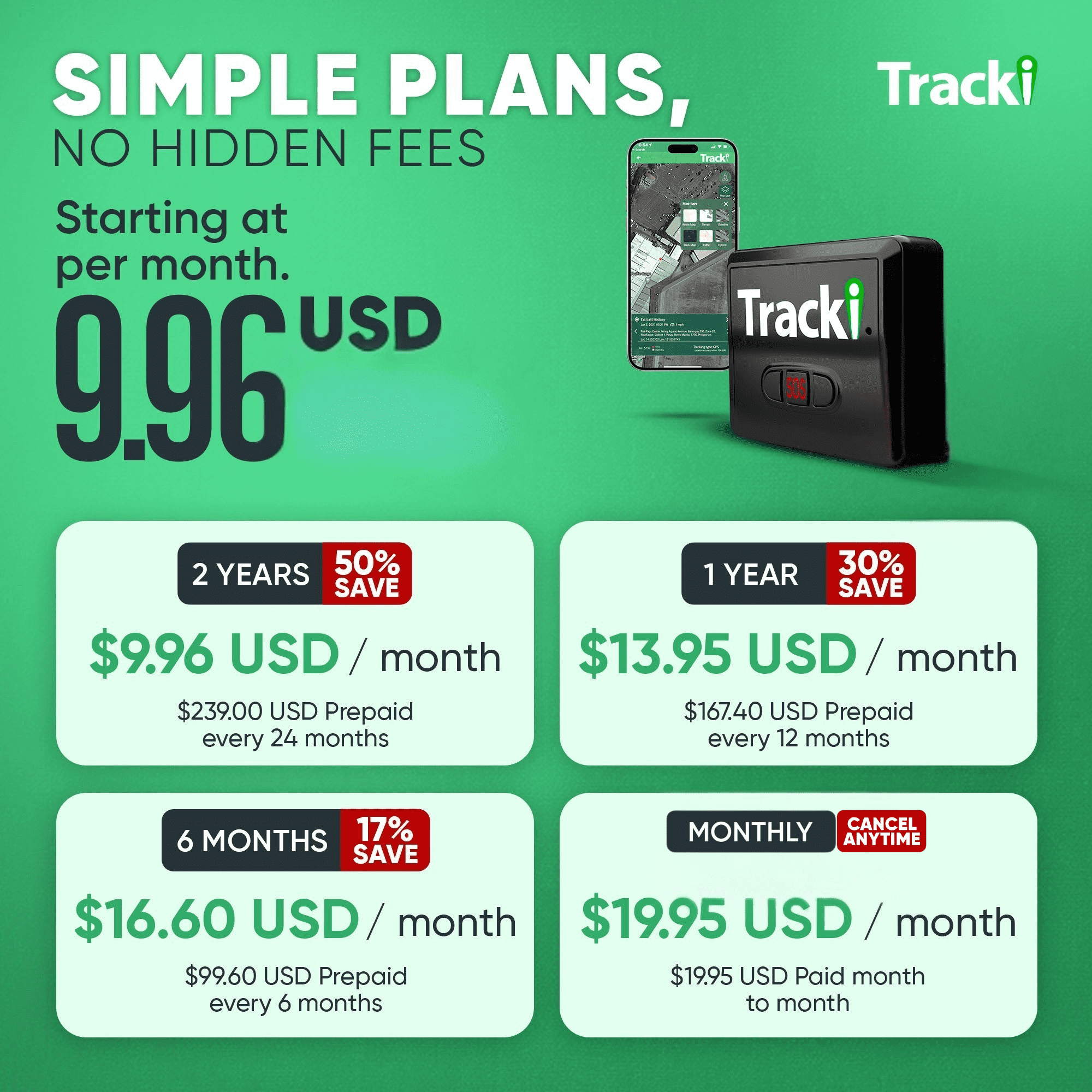 Tracki 4G LTE GPS Tracker for Vehicles, Real-Time Magnetic Mount