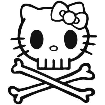 Hello Kitty Skull Punisher Cross Bones 6 Inch Professional Sticker for Truck, Car, Tumbler, Cup, Laptop, Decor, Locker, Table, Window