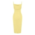 thumbnail image 6 of Wycnly Dresses for Women Sexy High Slit Spaghetti Strap Ruched Bodycon Night Party Club Dresses Sleeveless V-Neck Solid Summer Long Formal Dress Yellow l, 6 of 6