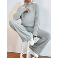 thumbnail image 2 of Women'S 2 Piece Fall Outfits Sets Travel Knit Pullover Tops and Wide Leg Pants Sweatsuit Lounge Sets Grey XL, 2 of 7