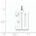 thumbnail image 2 of Sterling Silver Silver/Rhodium-Plated Elongated Number 30 Charm (20 X 8) Made In United States qes30, 2 of 2