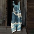 thumbnail image 6 of JULMCOMO Cotton Linen Plus Size Jumpsuits for Women Spaghetti Strap Hawaiian Floral Print Summer Outfits Sleeveless Casual Rompers Light Blue L, 6 of 6