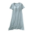 thumbnail image 2 of Blmnix Womens Nightgowns Mumu Nightwear V-Neck Short Sleeve Green Sleep Dress, 2 of 7