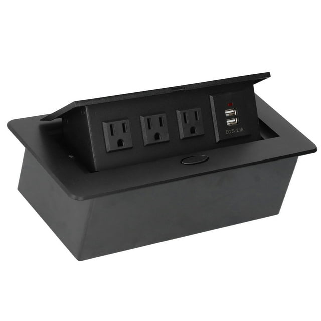 Desktop Power Strip, Modern Black Power Socket AC125V 10A for Office