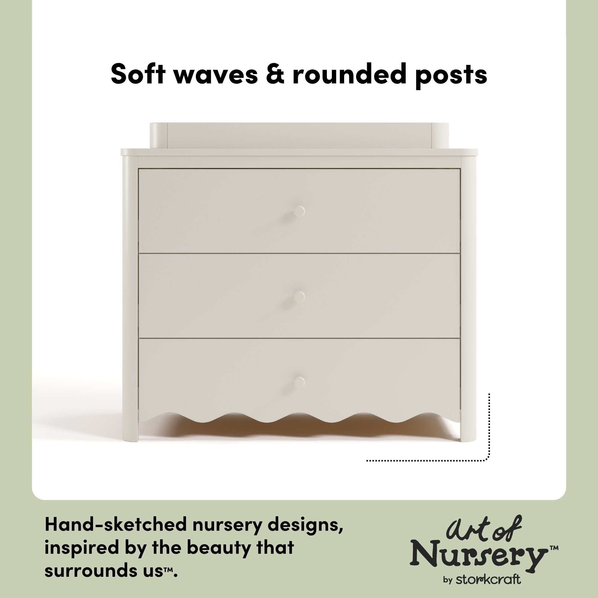 Art of Nursery by Storkcraft Casablanca 3 Drawer Chest with Removable Changing Topper, Frosted Oat