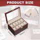 thumbnail image 2 of Caja de almacenamiento para relojes Xcell de 20 ranuras, caja de relojes para hombres con tapa de vidrio, caja de madera para relojes con almohadilla removible, roja, 2 of 7