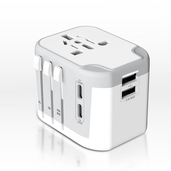 Universal Worldwide Travel Adapter , with 3A Smart Power and USB A&USB Type-C for USA EU UK AUS