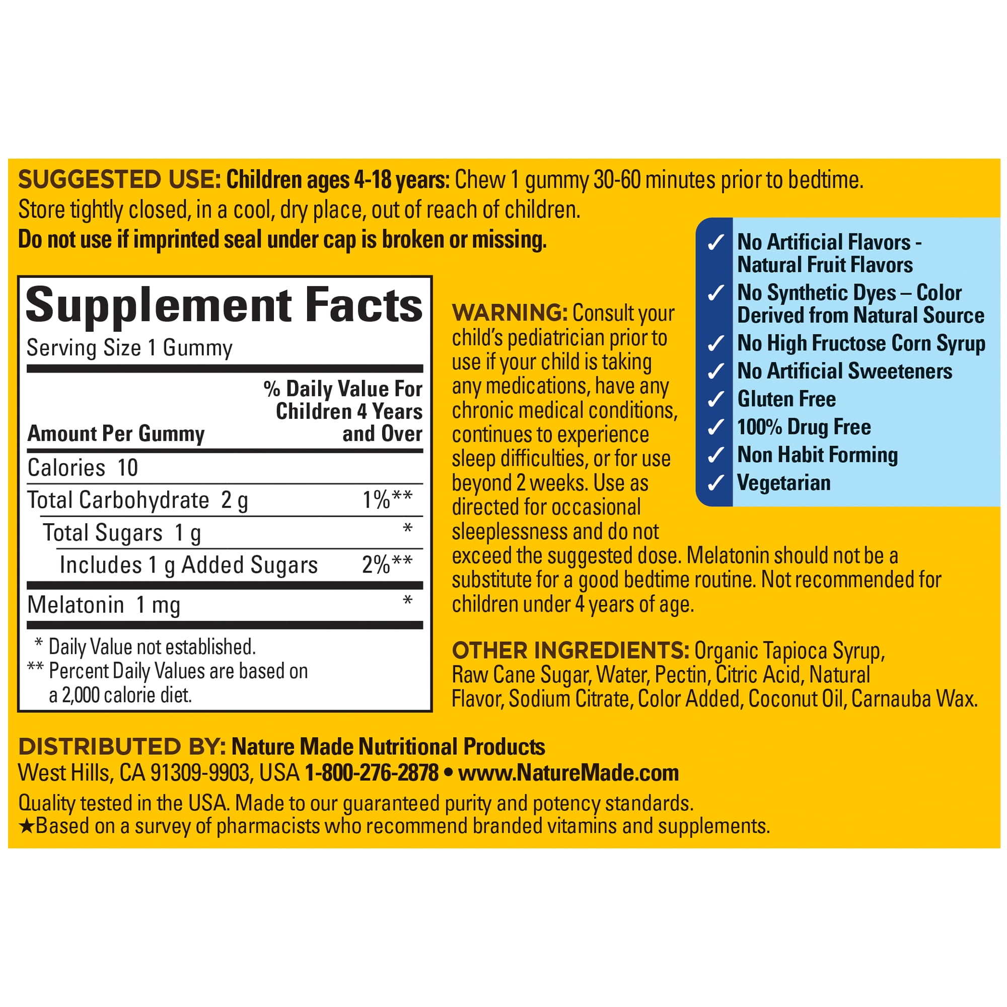 Nature Made Kids First Sleep, Kids Melatonin Gummies, 100% Drug Free Sleep Aid, 45 Count