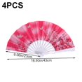 thumbnail image 2 of Vjnyvs 4pcs Floral Folding Hand Fan Vintage Retro Plastic Handheld Fans Folding Fan Wedding Dancing Church Party, 2 of 7