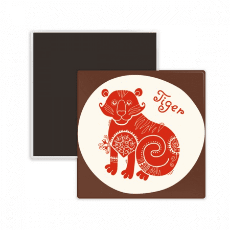 

Year Of Tiger Animal China Zodiac Red Square Ceracs Fridge Magnet Keepsake Memento