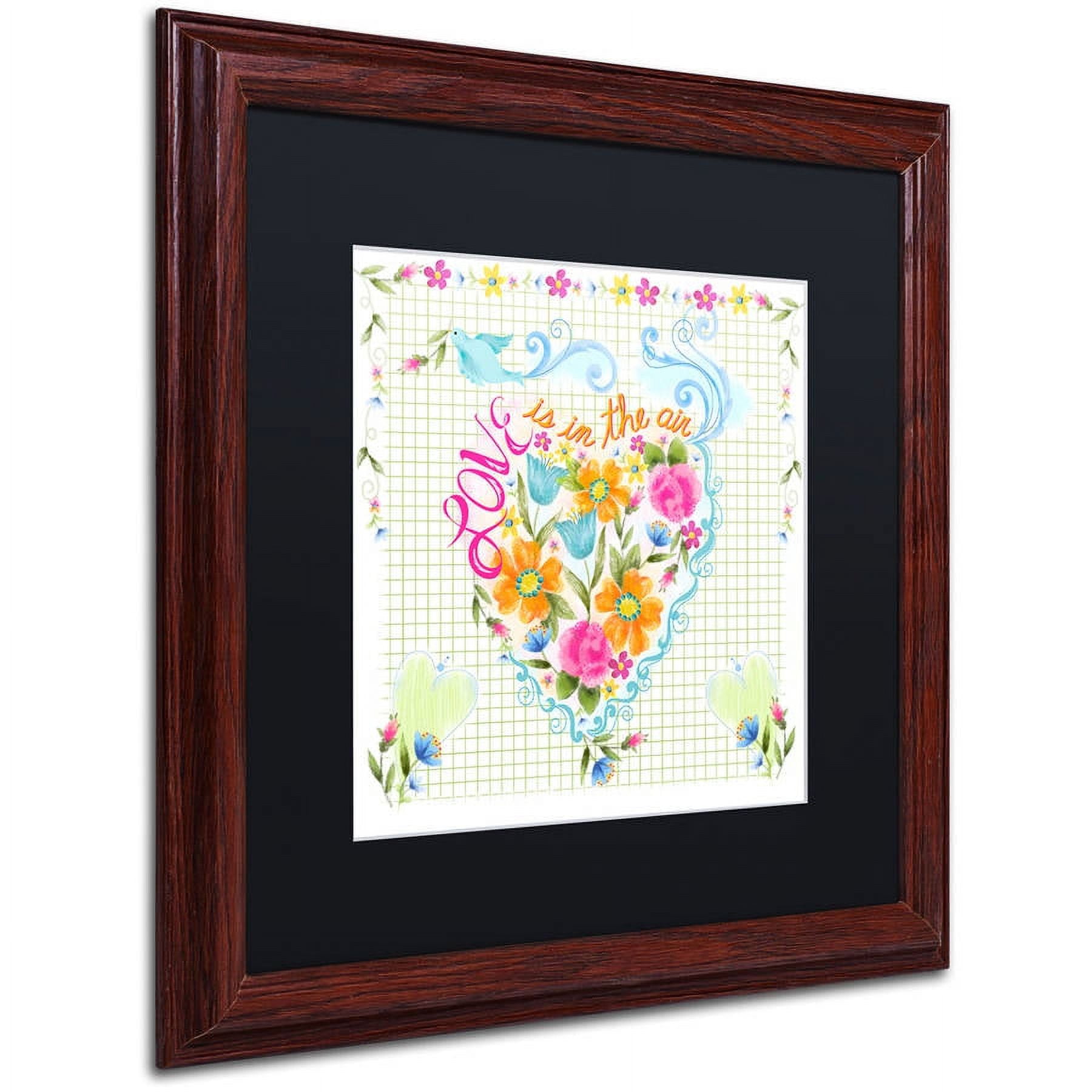 Trademark Fine Art "Love Heart" Canvas Art by Lisa Powell Braun, Black Matte, Wood Frame