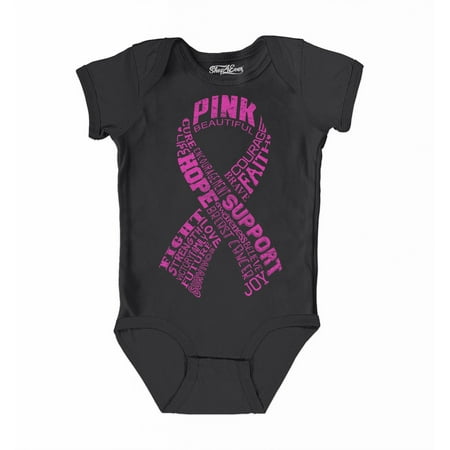 

Shop4Ever Breast Cancer Pink Ribbon Word Montage Baby s Bodysuit Infant Cotton Romper 12 Months Black