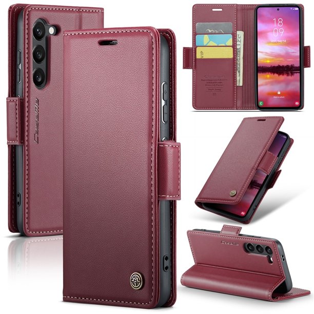 CaseMe Funda de Cuero para Samsung Galaxy S24 5G con Bloqueo RFID, para Samsung Galaxy S24 5G Funda para Mujer y Hombre, Tarjetero con Cierre Magnético, Funda Tipo Folio para Samsung Galaxy S24 5G