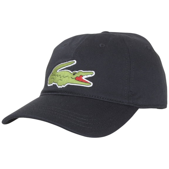 Men's Lacoste Black Oversized Crocodile Strapback Cap - OSFA