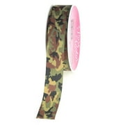 Camouflage Green Polyester Ribbon, 7/8-inch, 4-yard