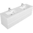 thumbnail image 6 of Resenkos Wall Cabinet, Wall Mount Cabinet,72" Wall-Mounted Bathroom Storage Vanity Cabinet with Sink,2 Resin Top Basin and 4 Soft Close Drawers, Glossy White, 6 of 15