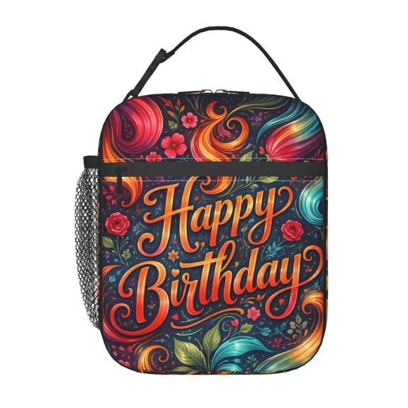 Vibrant Floral Lunch Bag Reusable Thermal Lunch Tote with Handle for Women and Men